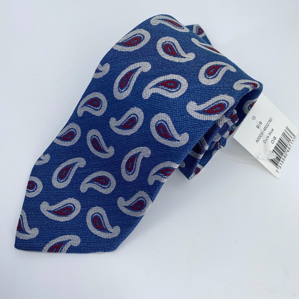Eton‎ Tie Mens One Size Blue Paisley Silk Classic Luxury Necktie Italy Made NWT